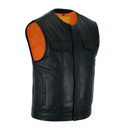 CLUB VEST Gun Pockets, Front Zipper, Concealed Snaps, Premium Naked Cowhide Leather