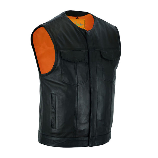CLUB VEST Gun Pockets, Front Zipper, Concealed Snaps, Premium Naked Cowhide Leather