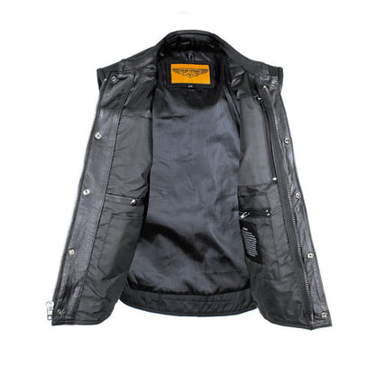 Split Cowhide Leather Motorcycle Club Vest - Defender Vest