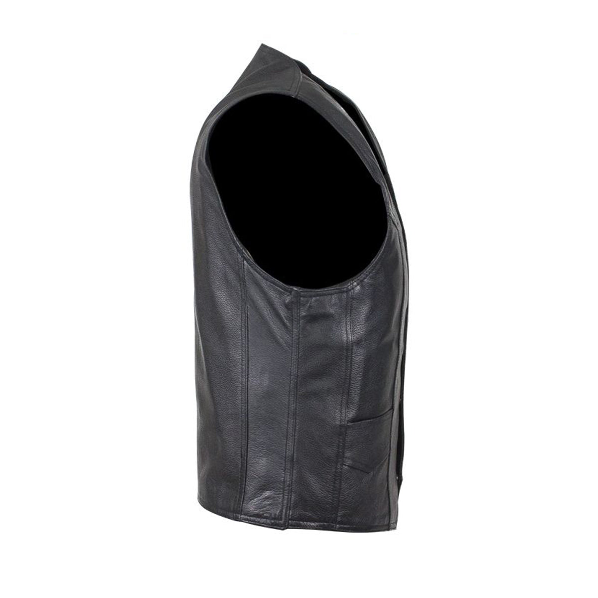 Mens Plain Black Leather Vest