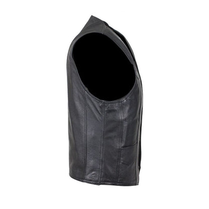 Mens Plain Black Leather Vest