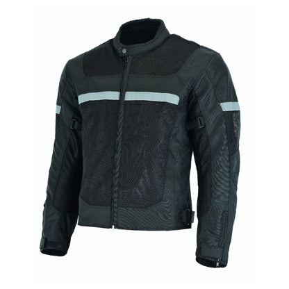 Mens Motorcycle Perforated Textile Reflective Mesh Riding Jacket
