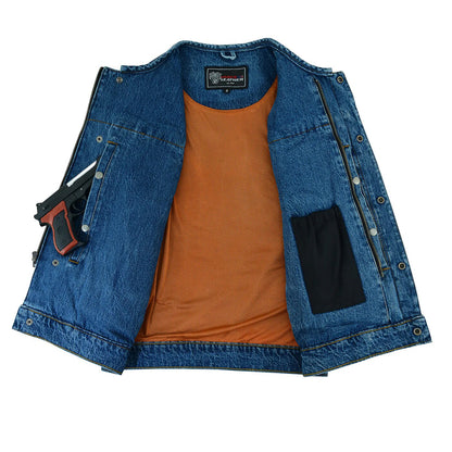 Men's Blue Denim Collarless Vest