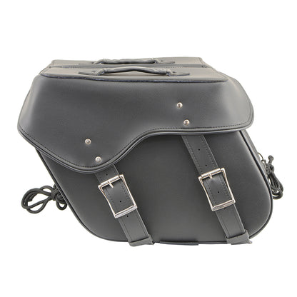 Black Zip-Off Large Double Strap PVC Throw Over Saddle Bag