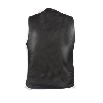 Mens Plain Black Leather Vest