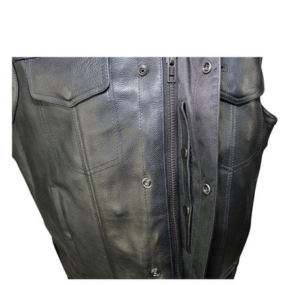 Naked Cowhide Leather Vest W/ Gun Pockets By Milwaukee Riders