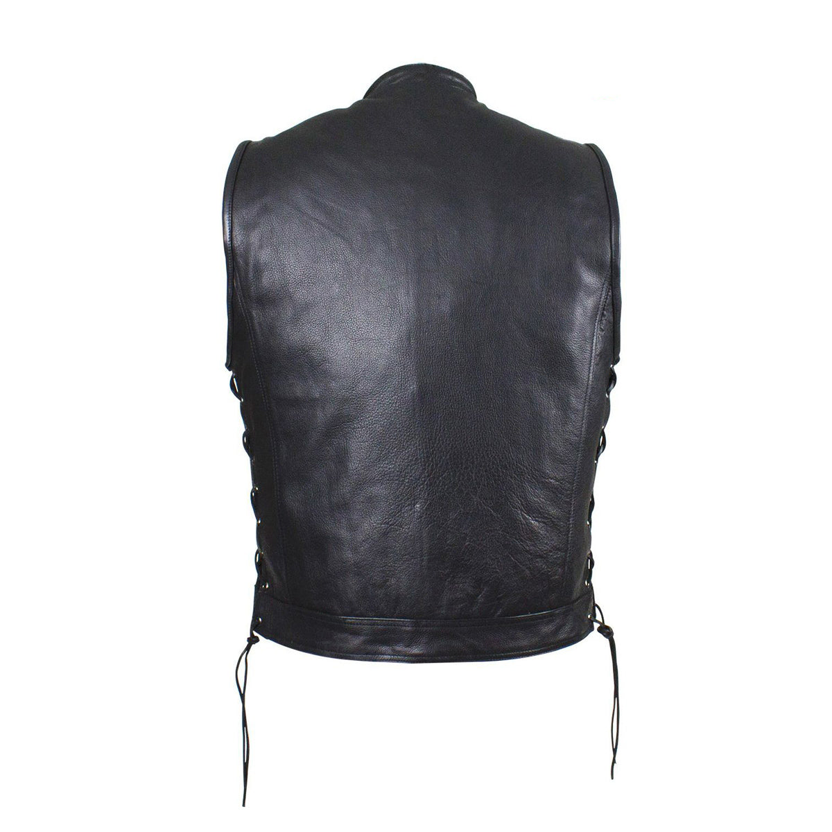 Men's Leather Gun Pocket Vest with Side Laces By Milwaukee Riders
