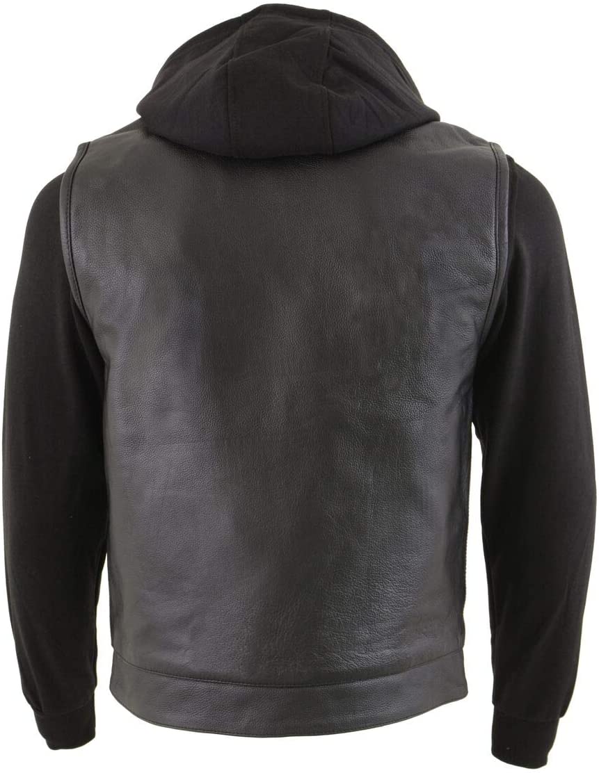 Milwaukee Leather Hooded Men's Club Style Zipper Front Vest