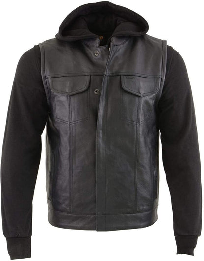 Milwaukee Leather Hooded Men's Club Style Zipper Front Vest