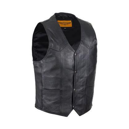 Mens Plain Black Leather Vest