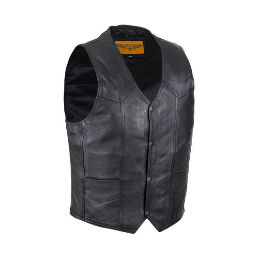 Mens Plain Black Leather Vest