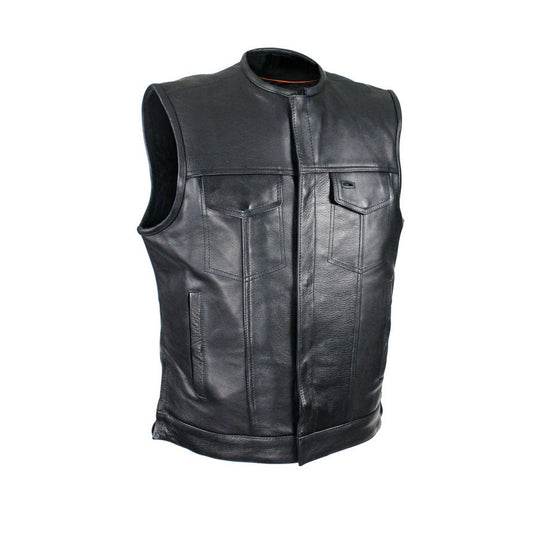 Naked Cowhide Leather Vest W/ Gun Pockets By Milwaukee Riders