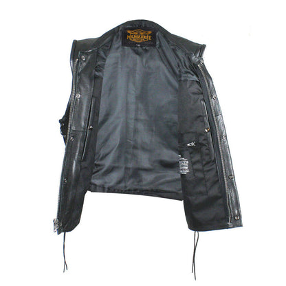 Men's Leather Gun Pocket Vest with Side Laces By Milwaukee Riders