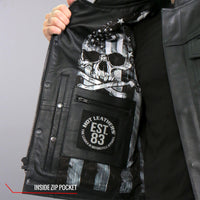 Hot Leathers Vest Skull Flag Liner Carry Conceal