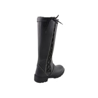 Womens 17 Inch Black Lace Side Boot with Contrast White Stitching