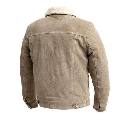 Luke - Men's Faux Shearling Cow Suede Jacket (Taupe)