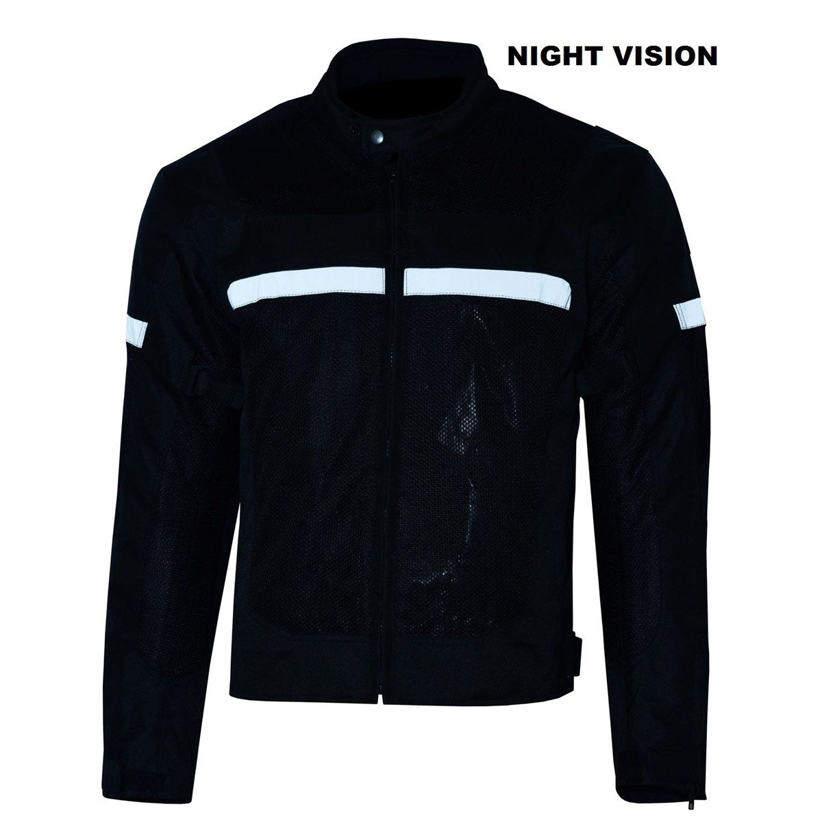 Mens Motorcycle Perforated Textile Reflective Mesh Riding Jacket