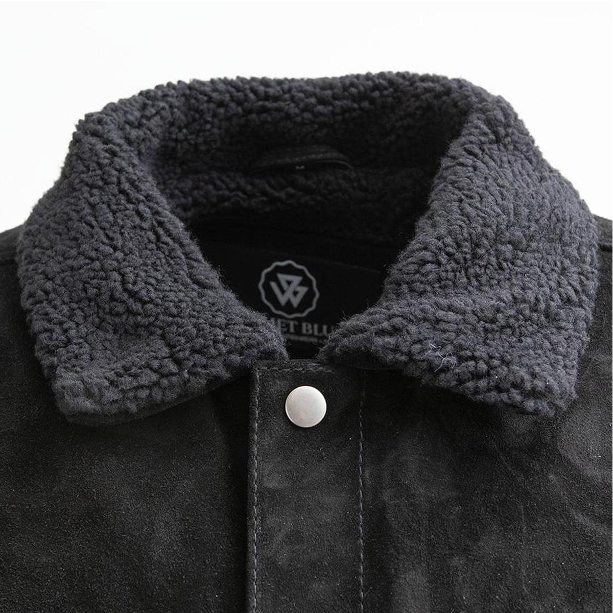 Luke - Men's Faux Shearling Cow Suede Jacket (Black)