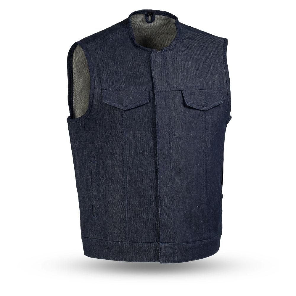 (Haywood )  Rough neck denim Vest (Blue)