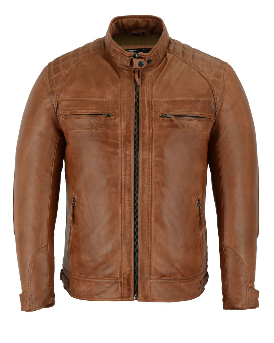 Leather Motorcycle Jacket - Whiskey Brown | Buffalo Jackson