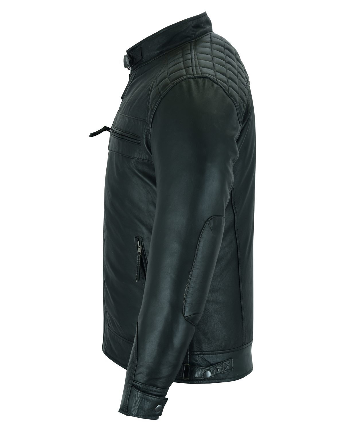 Men's Cafe Racer Gatsby Black Waxed Lambskin Motorcycle Leather Jacket