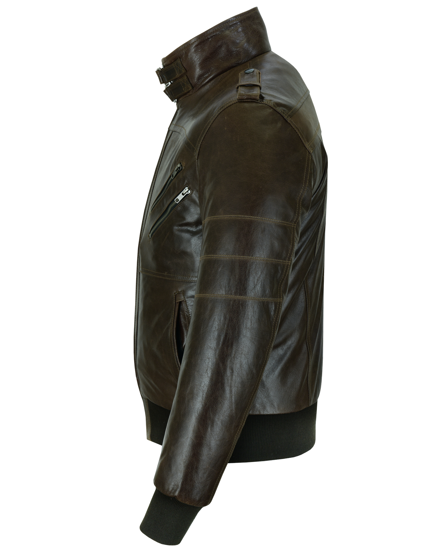 Mens Vincent Brown Waxed Premium Cowhide Motorcycle Leather Jacket With Removeable Hoodie