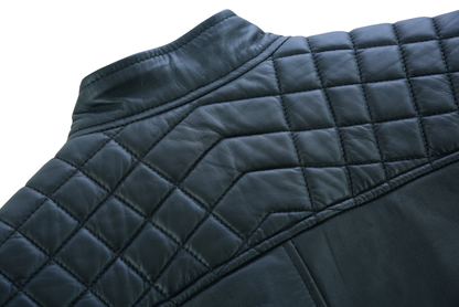 Men's Cafe Racer Gatsby Black Waxed Lambskin Motorcycle Leather Jacket