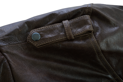 Mens Vincent Brown Waxed Premium Cowhide Motorcycle Leather Jacket With Removeable Hoodie