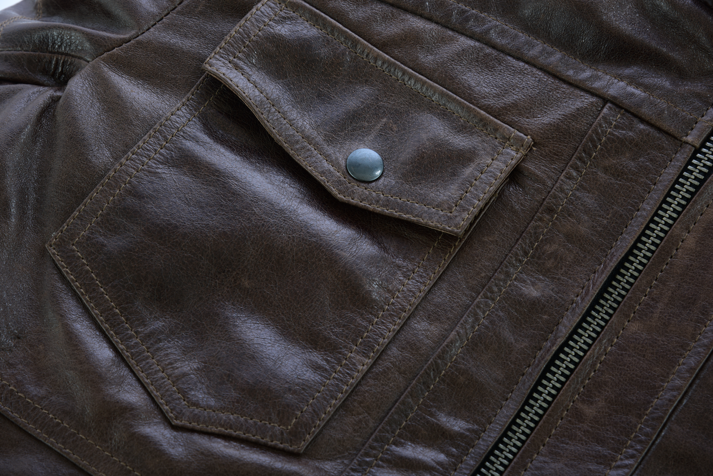 Mens Vincent Brown Waxed Premium Cowhide Motorcycle Leather Jacket With Removeable Hoodie