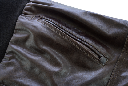 Mens Vincent Brown Waxed Premium Cowhide Motorcycle Leather Jacket With Removeable Hoodie