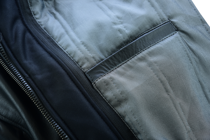 Men's Sven Bomber Black Waxed Premium Cowhide Motorcycle Leather Jacket with Removeable Hood