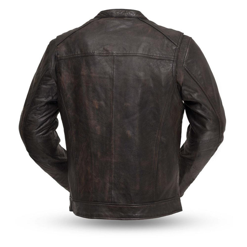 SCOOTER STYLE DISTRESSED BLACK LEATHER (LIGHTWEIGHT LEATHER)