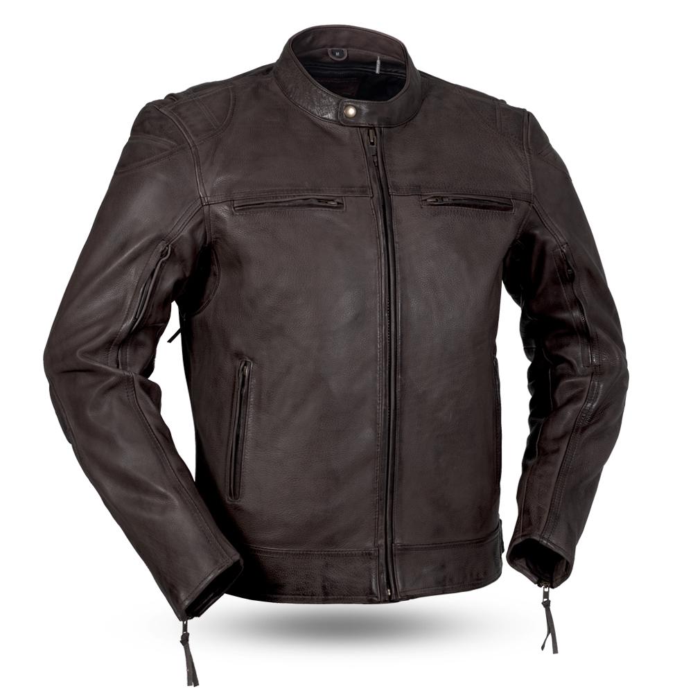 Top Performer Scooter Brown Leather Jacket (Diamond Naked Cowhide)