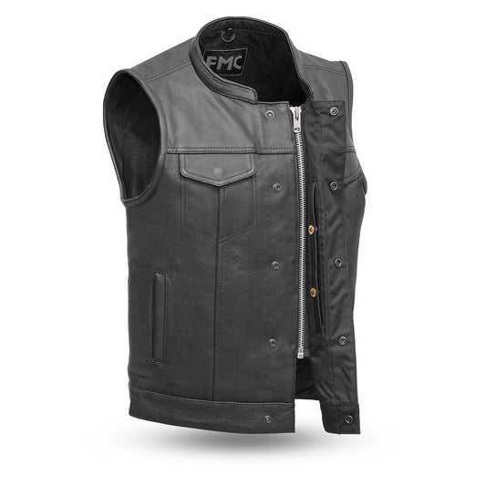 MEN'S CLUB LEATHER VEST W/ CONCEALED POCKETS (ON SALE) (Size: S - 8XL)