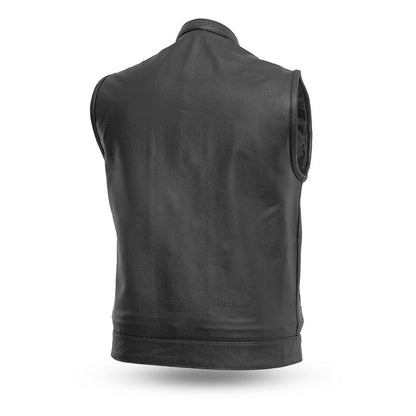 MEN'S CLUB LEATHER VEST W/ CONCEALED POCKETS (ON SALE) (Size: S - 8XL)
