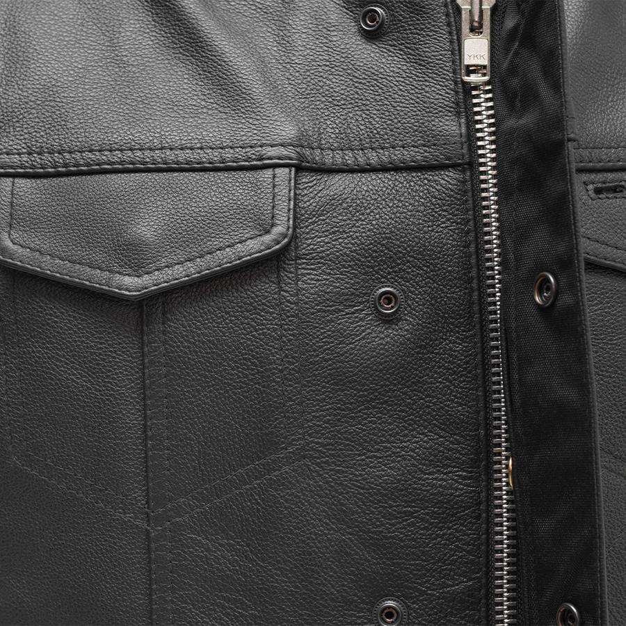 MEN'S CLUB LEATHER VEST W/ CONCEALED POCKETS (ON SALE) (Size: S - 8XL)
