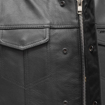 MEN'S CLUB LEATHER VEST W/ CONCEALED POCKETS (ON SALE) (Size: S - 8XL)