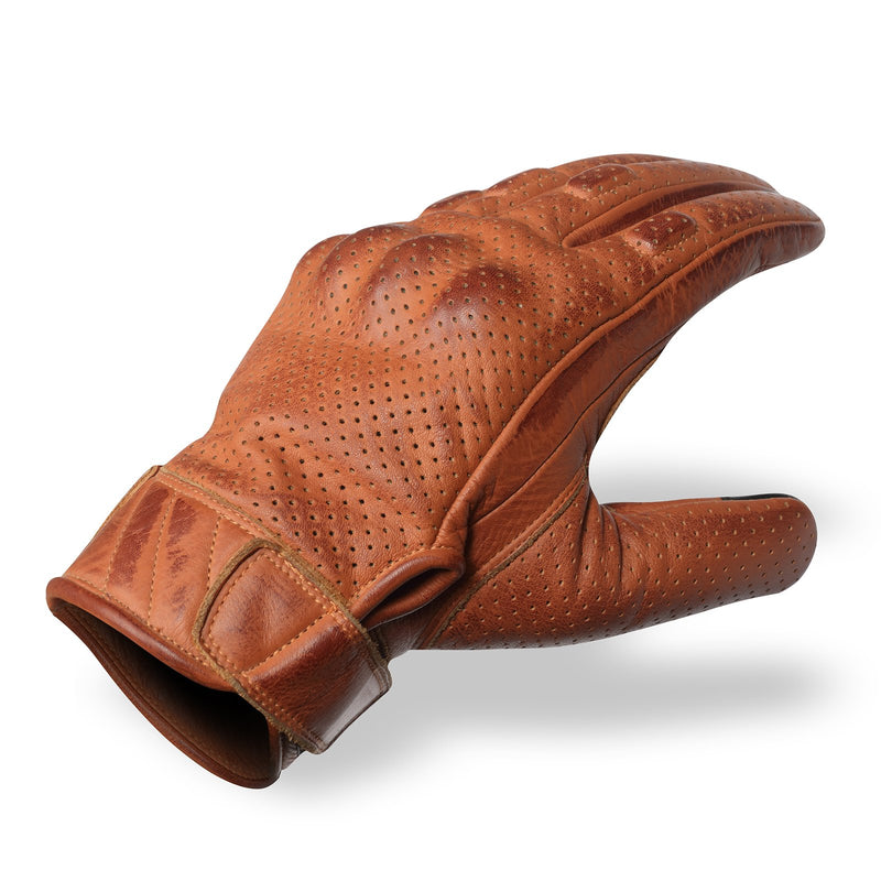 Perforated Fingerless Leather Gloves