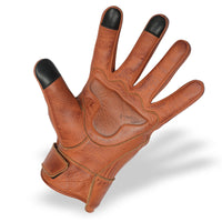Men's Premium Waxed Austin Brown Leather Perforated Motorcycle Gloves