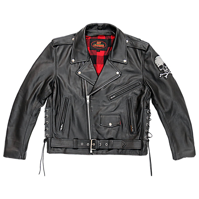 Hot Leathers Skull And Crossbones Motorcycle Leather Jacket