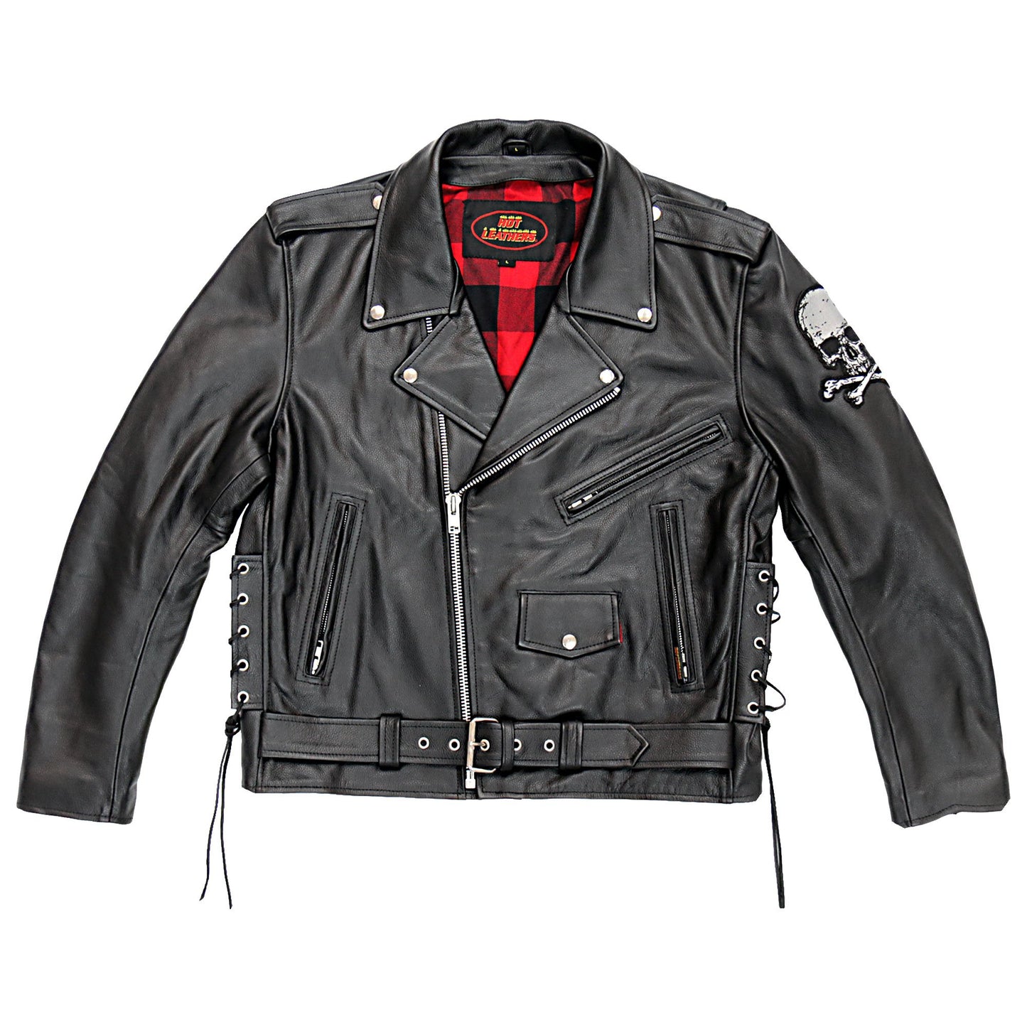 Hot Leathers Skull And Crossbones Motorcycle Leather Jacket