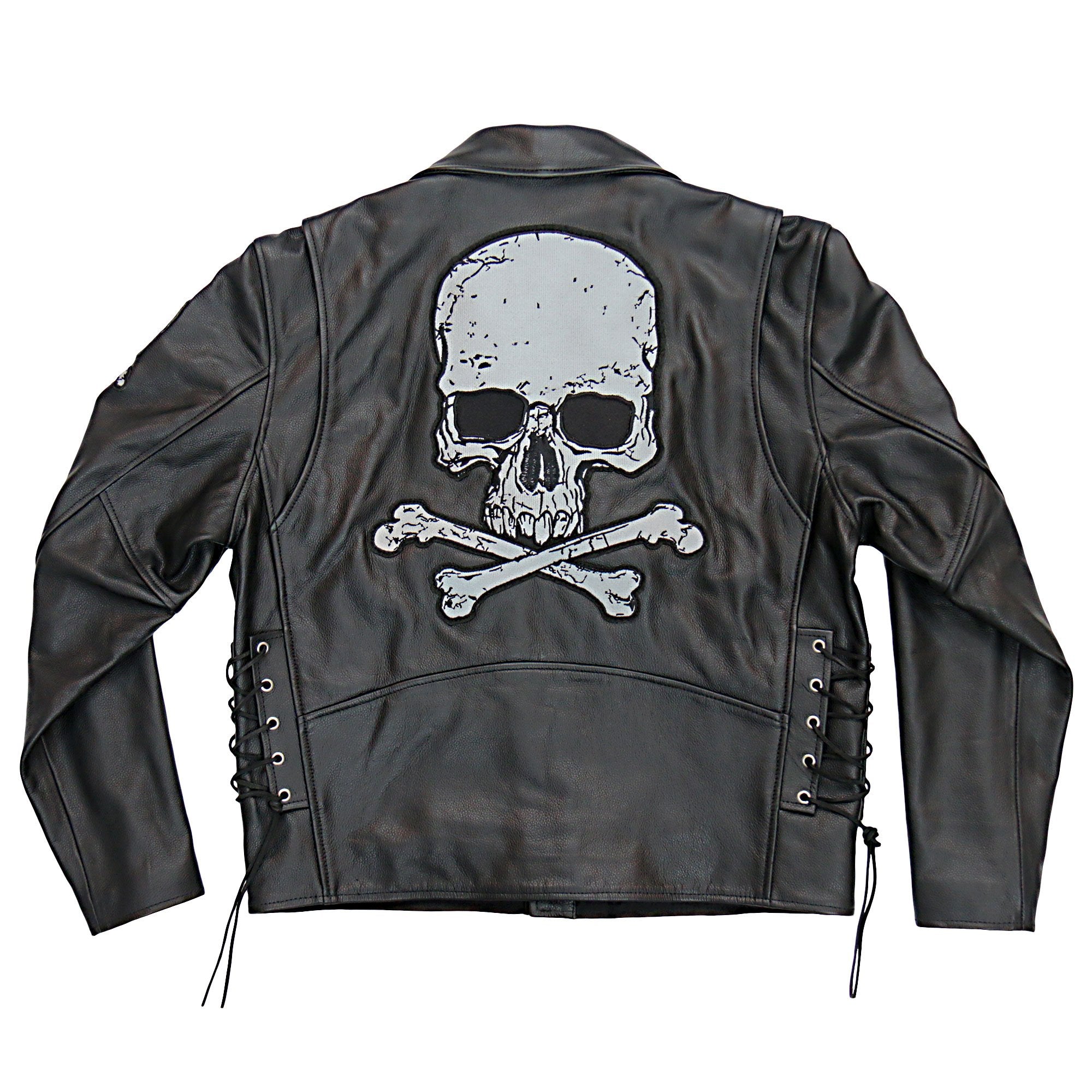 Hot Leathers Skull And Crossbones Motorcycle Leather Jacket