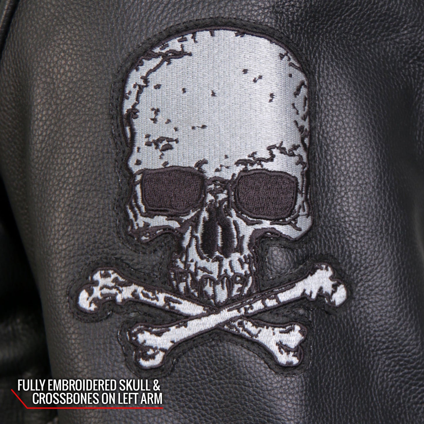 Hot Leathers Skull And Crossbones Motorcycle Leather Jacket