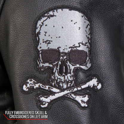 Hot Leathers Skull And Crossbones Motorcycle Leather Jacket