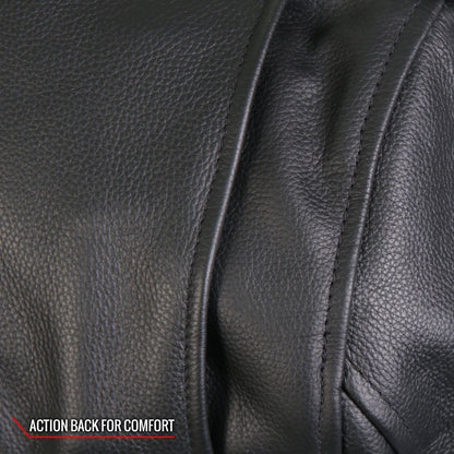 Hot Leathers Skull And Crossbones Motorcycle Leather Jacket