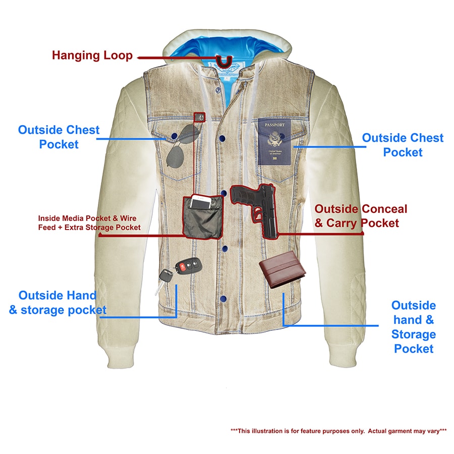 Triple Option Club Style Vest with Fully Removable Hoodie Jacket