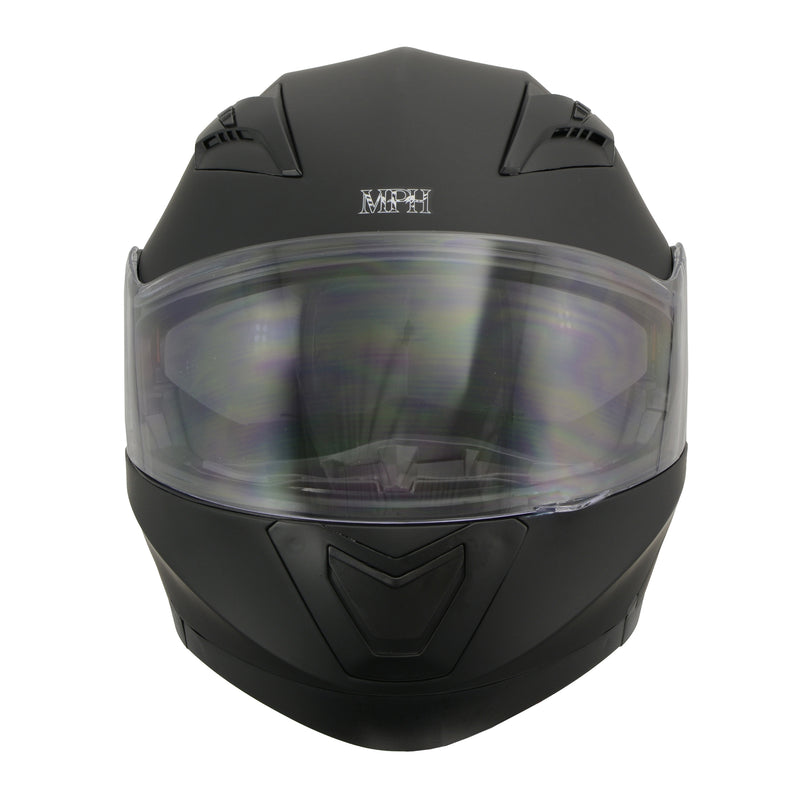 DOT Matte Black Modular Full-face Racing Helmet with Sun Visor