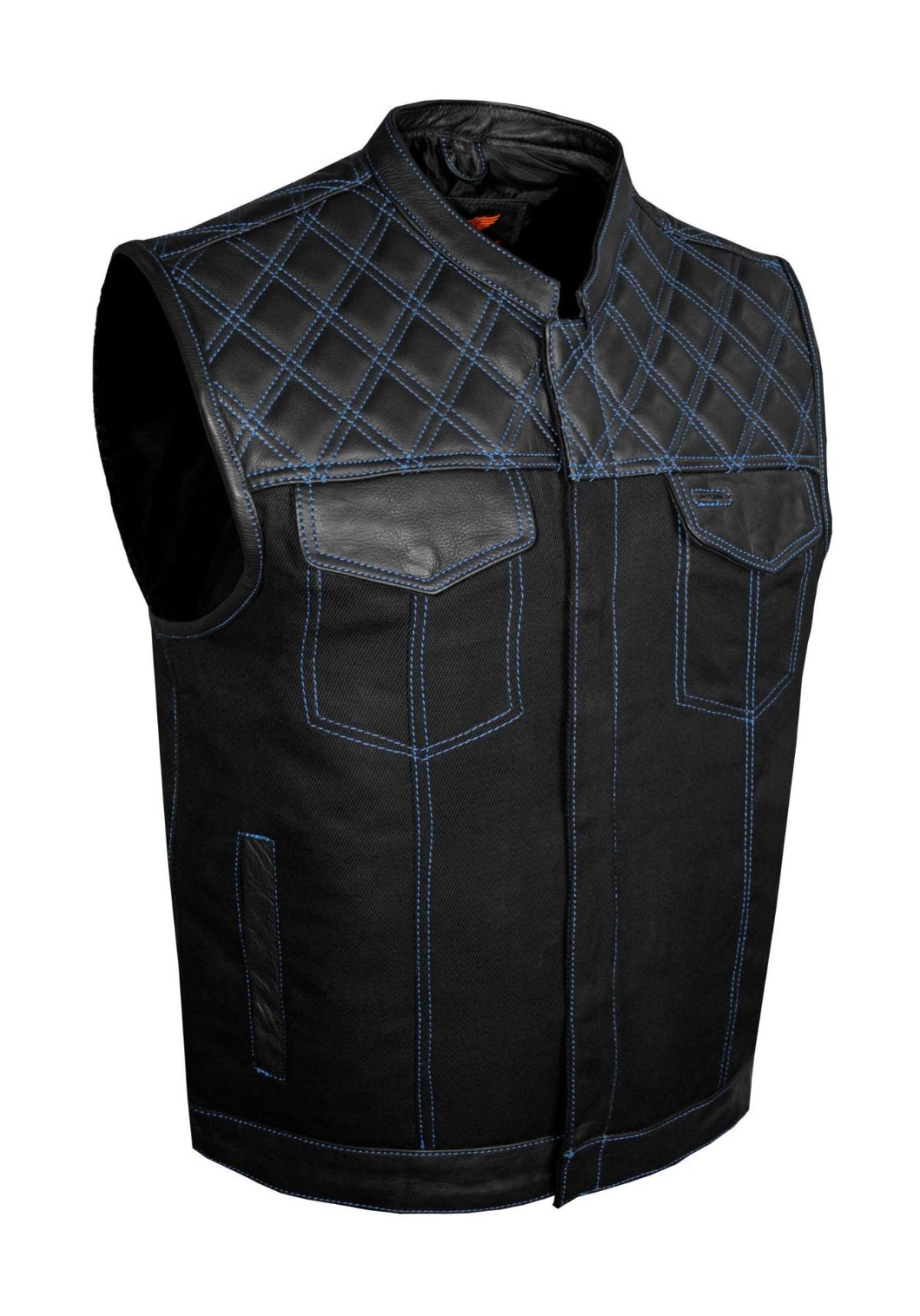 Bikers Gear Bikers Club Leather Vest Denim Motorcycle Vest Men 3MM
