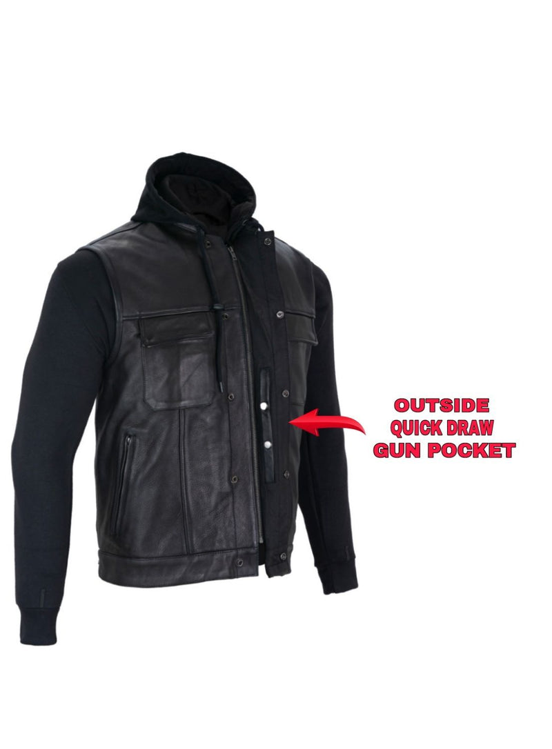 Black Concealed Carry Vest with Removable Black Removable Hoodie