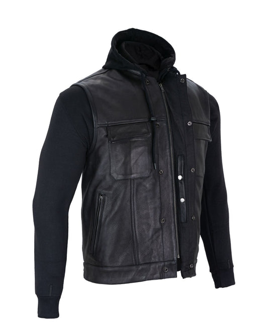 Black Concealed Carry Vest with Removable Black Removable Hoodie